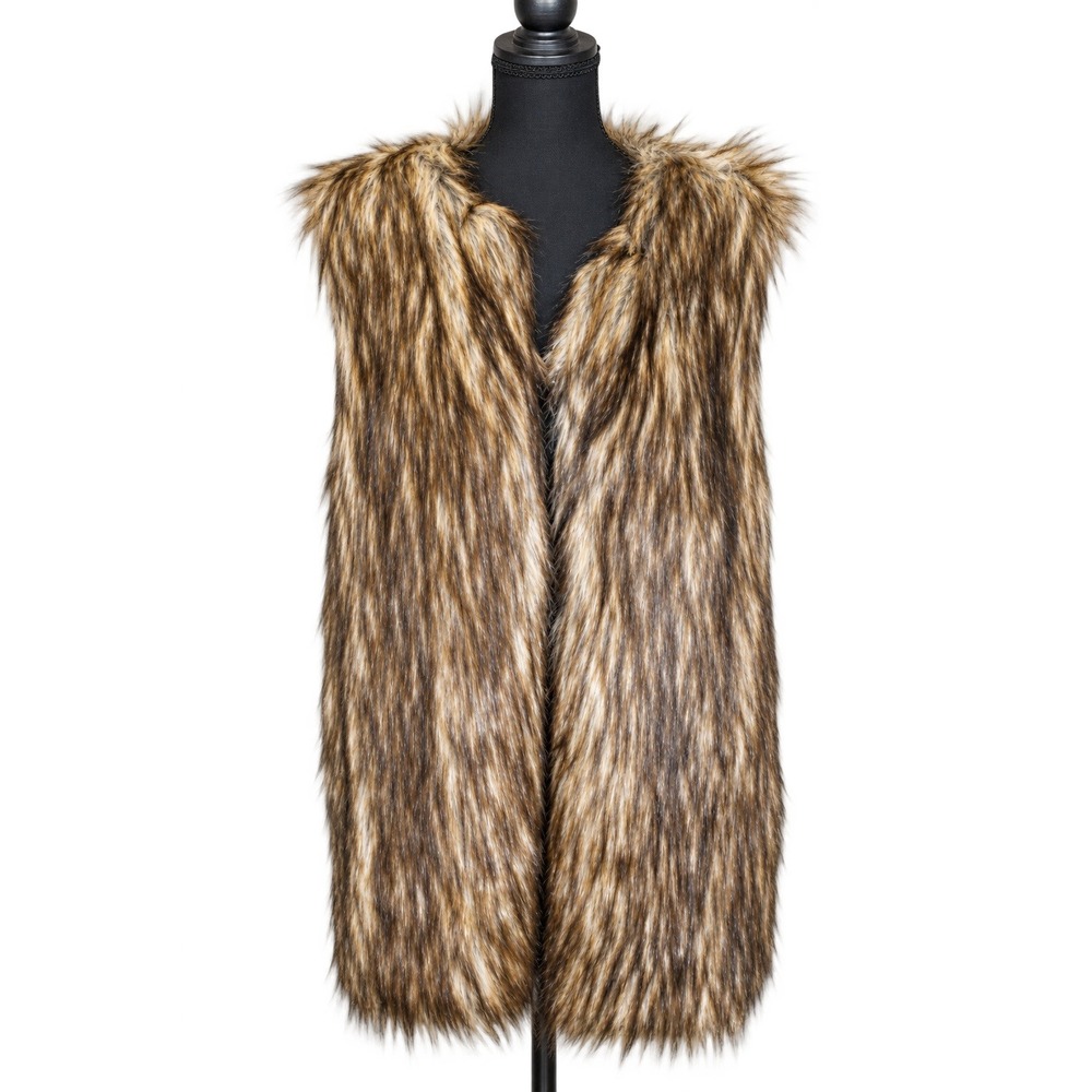 Signature Studio Shaggy Faux Fur Vest Women XL Brown 0TCXAGAJ